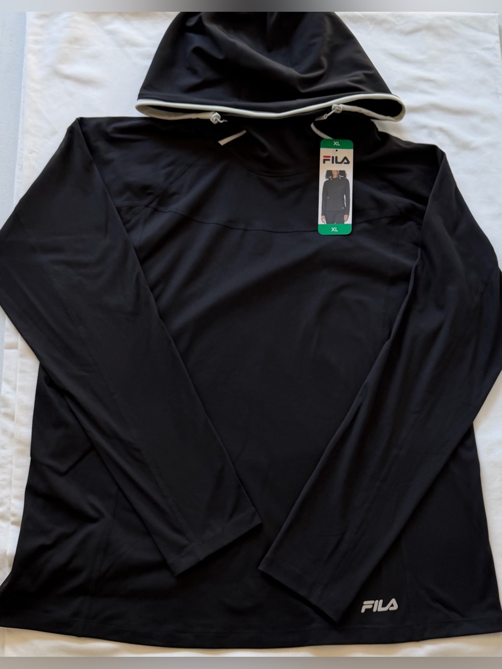 NWT FILA Black Athletic Funnel Neck Hoodie Women’s Size XL